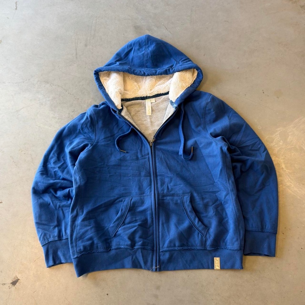 Vintage y2k green tea women's blue thermal lined zip up hoodie
